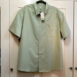 Men’s Mint Green Button Front Short Sleeved Shirt